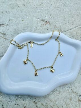 Gold-plated Letter Charm Necklace - Women Jewelry